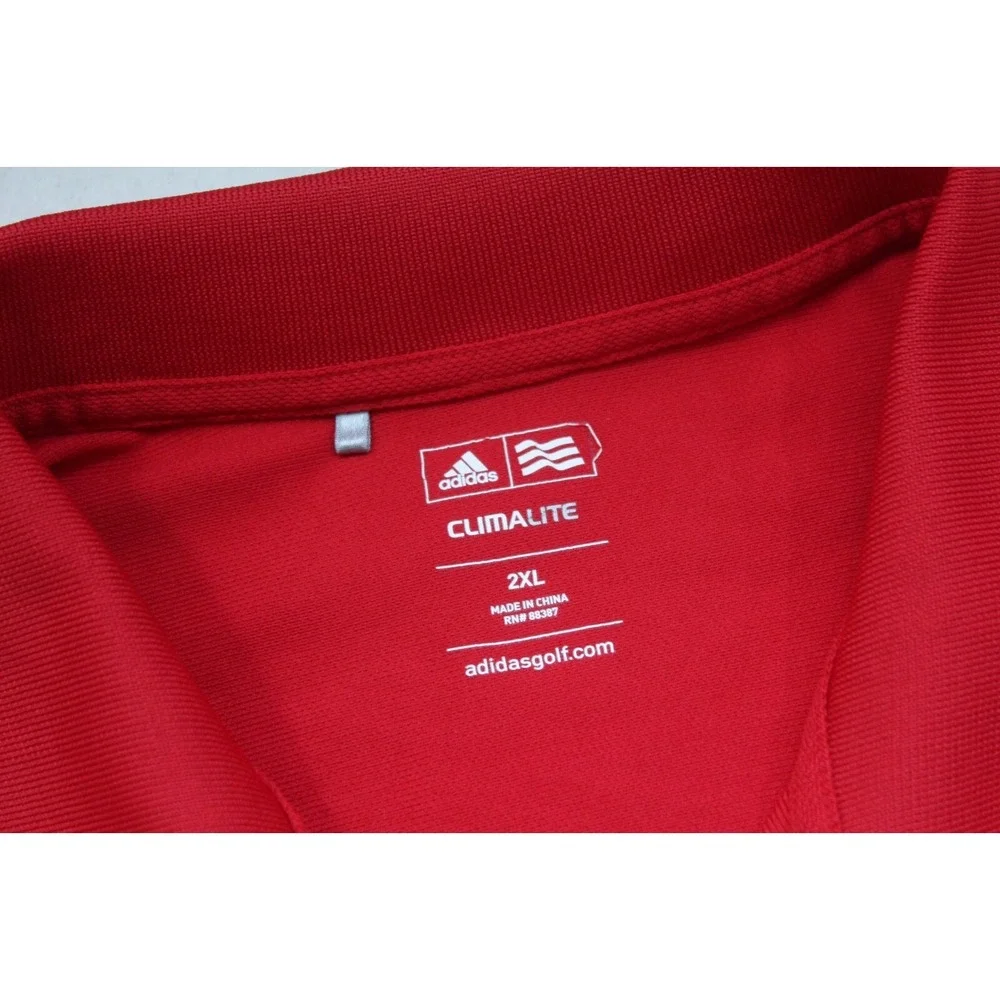 Adidas Golf Polo Red ClimaLite Performance‎ Wicking Short Sleeve Mens 2XL XXL
